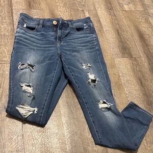 American Eagle Outfitters Ripped Blue Skinny Jeans